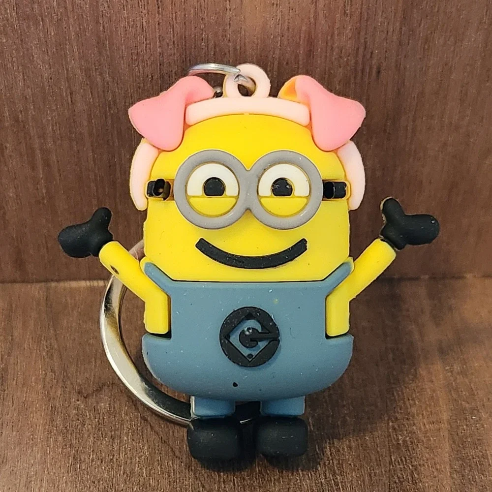 Despicable Me Minion Pig Headband Rubber Keychain 3D Figure Bag Charm Yellow